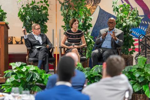 Evan Smith moderates a conversation between former U.S. Representative Mimi Walters and former U.S. Trade Ambassador Ron Kirk