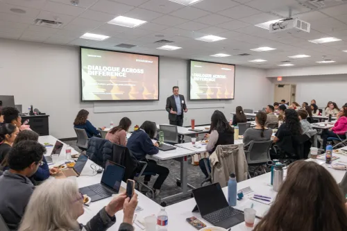 Professor lecturing to a class